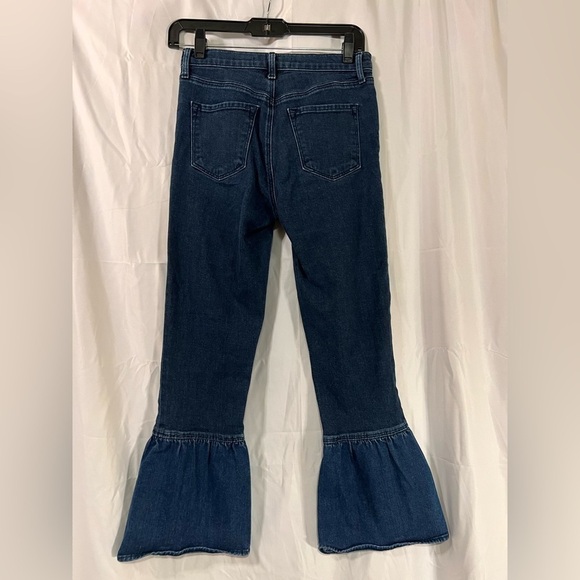 Womens jeans 25 dark blue Jo lo brand ruby crop flare hem flourish high rise - Picture 4 of 14